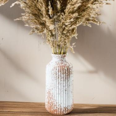 Imagem de ETAFLOW Vaso de flores de cerâmica para decoração de casa, decoração rústica de casa de fazenda para sala de estar, mesa de centro de mesa, escritório em casa, estante, decoração de mesa de café, mesa