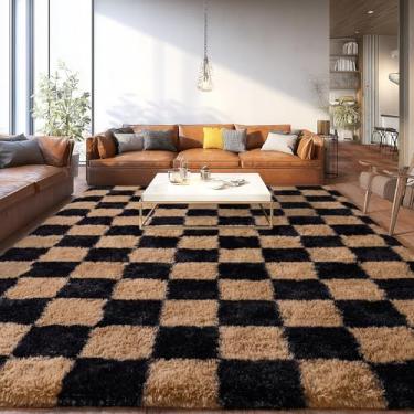 Imagem de Tapete de pelúcia extragrande de pelo alto para sala de estar, grande tapete felpudo antiderrapante, tapetes macios e macios para quarto, decoração de casa moderna, grade de 2,7 x 3,7 m