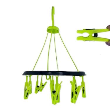 Imagem de Varal Suspenso para Roupas Íntimas com 12 Prendedores, Verde e Preto, para Meias e Calcinhas