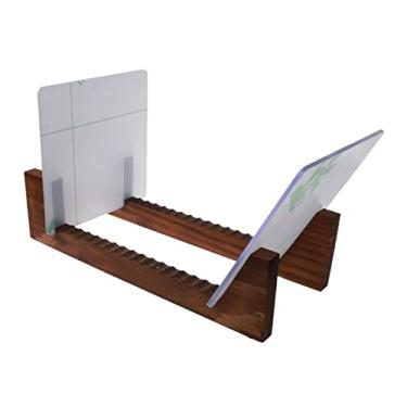 Imagem de Suporte para armazenamento de CDs Suporte de armazenamento discos vinil madeira, suporte portátil, organizador álbuns, rack com extremidades acrílico transparente, empilha até 50