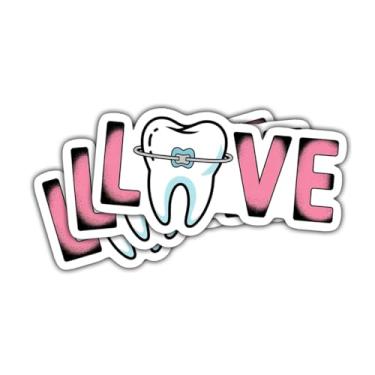 Imagem de 3 adesivos dentários Love Tooth, decalques fofos de odontologia para dentista, higienista, assistente de dentista, estudantes, crianças, adultos, vinil para laptop, notebook, carro, garrafa hidráulica