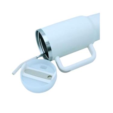 Imagem de Térmico Copo Inox Alça Flip Straw com canudo de Metal 1200ml(Creme)