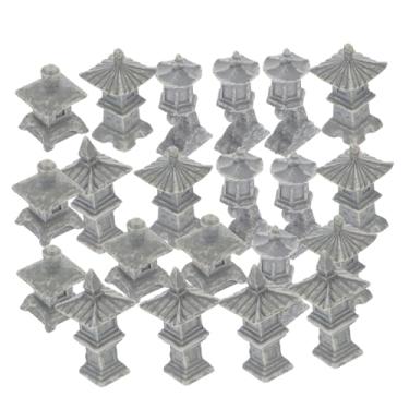 Imagem de Yardwe Miniatura Lanterna de Pedra Estátua de Jardim de Fadas Hexágono Pavilhão Estatueta Decorações de Tanque de Peixes Estátua de Torre Chinesa Pagode Jardim Estátua Minúsculo Kit de Estátuas de