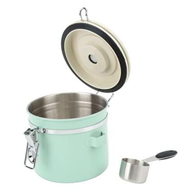 Imagem de Eujgoov Vasilha de café Recipiente Hermético de Aço Inoxidável Com Colher Data Roda Organizador de Armazenamento de Alimentos para café Chá Nozes Feijões Arroz Farinha de Açúcar Verde Menta (1,2L)