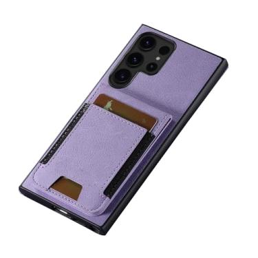 Imagem de LYJSMGZ Capa flip para Samsung Galaxy S25 Ultra/S25 Plus/S25, capa fina de couro executiva de luxo com compartimento para cartão e funções de suporte, capa carteira leve, roxa, S25 Ultra