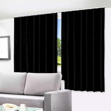 Imagem de Cortina escura de tecido para quarto bloqueando luz, ampla,elegante e longa.