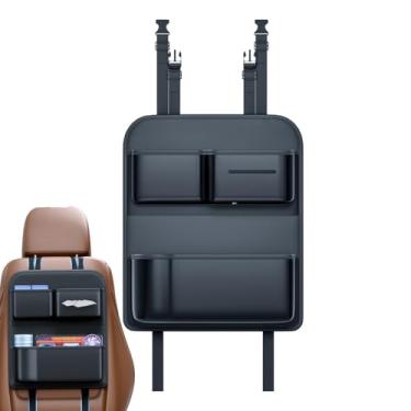 Imagem de Organizador de banco traseiro – com caixa de lenços com vários bolsos – organizadores de no banco traseiro e de armazenamento | para caminhão, SUV, RV, Sedan, veículo, viagem, acessórios