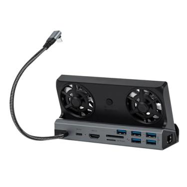 Imagem de 10 in 1 Docking Station with Dual Cooling Fan for Steam Deck, with HDMI 2.0, 5 USB Ports, RJ45 Port, SD/TF Slot, Type-c Port, 100W PD Charging