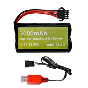 Imagem de Fytoo 1 peça 7,4V 3000mah 15C 2S bateria de íon de lítio com plugue SM-4P com cabo de carregamento USB para EC08 DE85 controle remoto carro caminhão controle remoto barco controle remoto drone