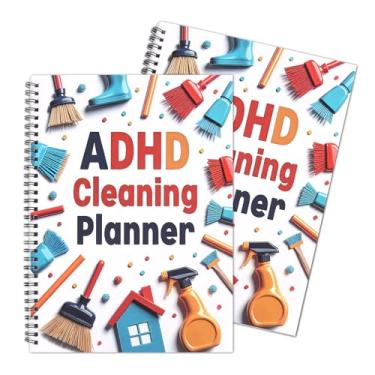 Imagem de 2 peças de planejador de limpeza TDAH para adultos, mulheres, adolescentes, TDAH, agenda de limpeza e lista de verificação, lista de cadernos, diário, semanal, mensal, para casa, agenda diária