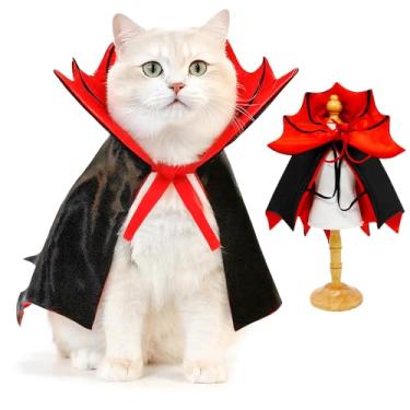 Imagem de Fantasia de Halloween de gato, capa de asas de morcego de vampiro para animais de estimação, fantasias de Halloween de cachorro pequeno para doces ou travessuras, cosplay, festas e sessões de fotos