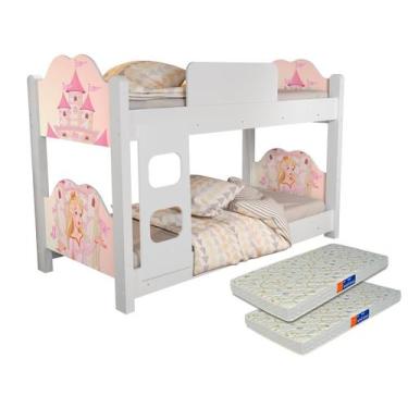 Imagem de Beliche Infantil Princesa Rosa com Colchão - Loja Tigo