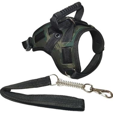 Imagem de Coleira Peitoral Resistente para Cachorro Grande com Guia – Arnês Reforçado Couro Sintético para Pitbull, Rottweiler, Labrador e Husky(PP,CAMUFLADO)