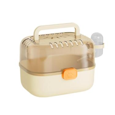 Imagem de Fenteer Gaiola para hamster com estojo de transporte ventilado, espaçosa e ideal para pequenos animais, como porquinhos-da-índia e camundongos, com bebedouro, Bege