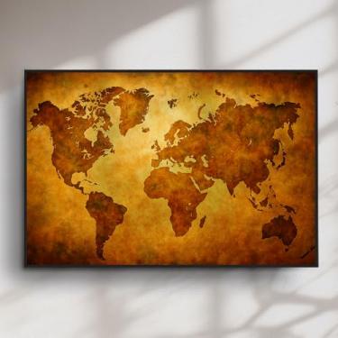 Imagem de Quadro Decorativo Mapa Mundi Antigo e Detalhado