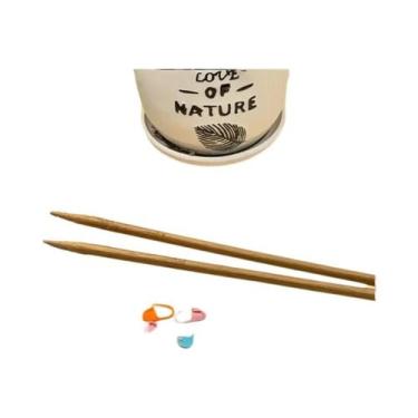 Imagem de Conjunto De Agulhas De Tricô Longas Carbonizadas De 36cm Para Tricô De