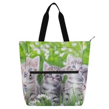 Imagem de Linda bolsa de trabalho feminina com olhos azuis e olhos azuis, bolsa de lona com zíper, bolsa de praia, professores, livros, presentes