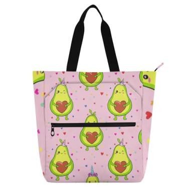 Imagem de GAIGEO Bolsas femininas fofas de abacates Happy Faces para trabalho, lona, bolsas de pano, faculdade, escola, carteiro, carteiro, amantes de livros