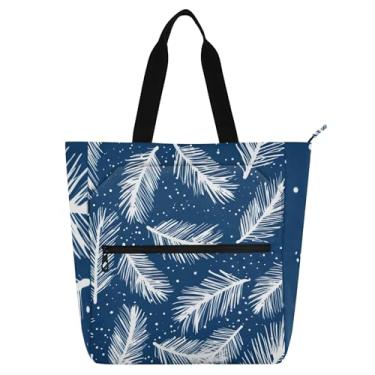 Imagem de Bolsas femininas Feather Blue para trabalho em lona, bolsas de tecido universitárias, utilitárias, bolsas infantis, para amantes de livros, presentes