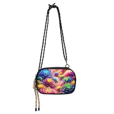 Imagem de TSENQUE Pequenas bolsas transversais femininas bolsa sobre o ombro bolsas designer bolsa para celular carteira vibrante brilhante suculentas