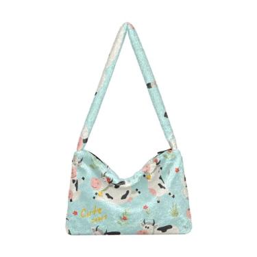 Imagem de Bolsas de ombro de galinha, sacola, bolsa de ombro feminina, Vaca fofa, One Size