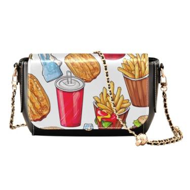 Imagem de GAIGEO Bolsa tiracolo feminina de couro para cupcakes aquarela, bolsa de ombro de couro, bolsa de ombro feminina, Comida, lanches e bebidas-2, One Size