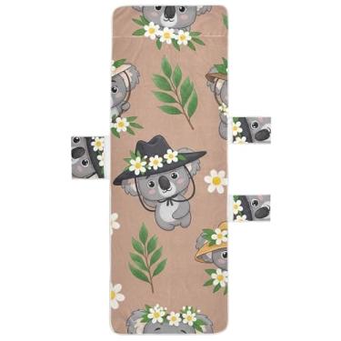 Imagem de Capa de espreguiçadeira marrom floral coalas de desenho animado toalha de cadeira toalhas de praia de piscina com bolsos espreguiçadeira de piscina floral 85 x 76 centímetros