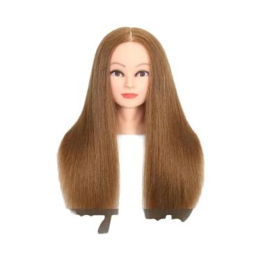 Imagem de Cabeça De Manequim Profissional 100% Cabelo Humano Para Treinamento De