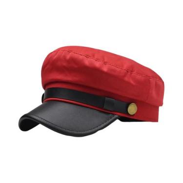 Imagem de Bonés De Couro Unissex Estilo Militar Para Mulheres, Chapéus De Capitã