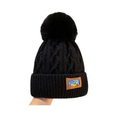 Imagem de Gorro De Tricô Unissex Quente Em Cor Sólida, Capuz De Crochê Macio Par