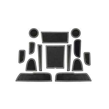 Imagem de OGGUYME Tapete de ranhura de porta compatível com Tucson NX4 2021 2022 com distância entre eixos longa, antiderrapante, compartimentos para portão, interior automotivo, acessórios Tucson NX4 (branco)