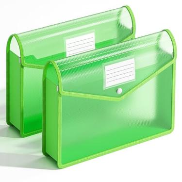 Imagem de XingDuing Pasta de arquivo expansível de plástico, envelopes transparentes com fecho de pressão, tamanho carta/A4 para escola/escritório/casa/hospital, sem divisórias, grande capacidade - pacote com 2