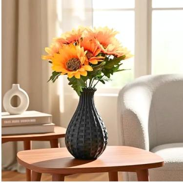 Imagem de Vaso decorativo + Arranjo Flor Girassol Planta Artificial (PRETO)