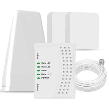 Imagem de Amplificador de telefone celular para casa, até 7000 m², amplificador de sinal de celular para área rural com 2 antenas de painel interno, aumenta 5G 4G LTE para casa