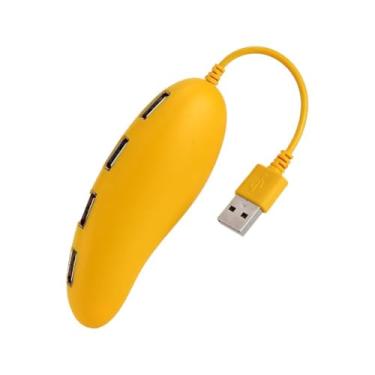 Imagem de Lindo hub USB 2.0 em forma de manga, expansor divisor USB de 4 portas para mouse, teclado, pen drive, impressora, compatível com laptop, computador de mesa, smartphone e mais