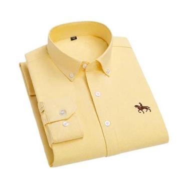 Imagem de Camisa Social Masculina De Algodão Oxford De Manga Longa Para Primaver