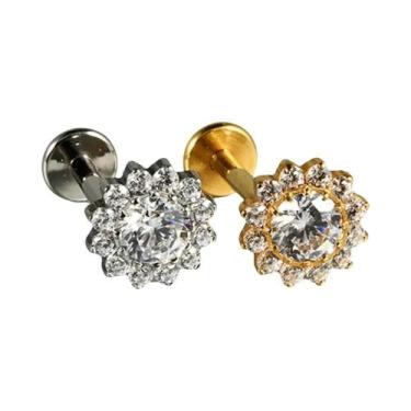 Imagem de Brincos De Piercing Corporal Em Titânio Puro 16G Com Flor De Trevo Par