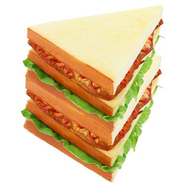Imagem de PRETYZOOM 2 peças de modelo de sanduíche artificial realista de poliuretano para simulação de alimentos para exibição de cozinha, ferramenta de ensino de sessão de fotos e decoração de loja de