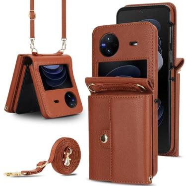 Imagem de Capa carteira flip para vivo, porta-cartões com bloqueio RFID e alça destacável, couro durável e TPU, 4 compartimentos para cartão, proteção contra quedas, capa flip com suporte para uso diário