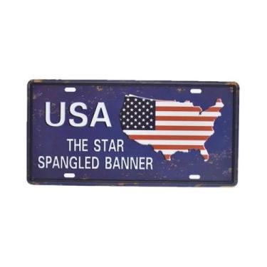 Imagem de Placa De Metal Vintage Com Bandeira Nacional Para Decoração De Garagem