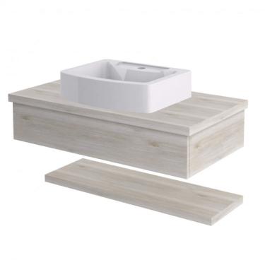 Imagem de Bancada Para Banheiro 80cm com Cuba Aria e Prateleira 805w Metrópole Compace