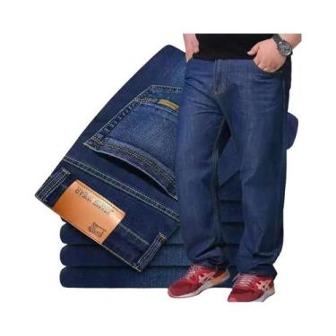 Imagem de Calças Jeans Masculinas Pretas Oversize De Cintura Alta, Tamanho Grand