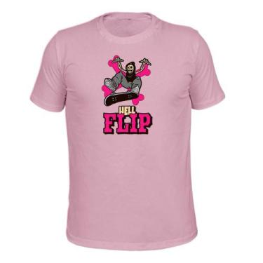 Imagem de Camiseta Plus Size Algodão Tecido Macio Estampada HellFlip, Rosa, G4