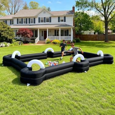 Imagem de GR8FUN Bola de bilhar inflável de futebol, piscina de futebol gigante, campo de bilhar, bola de bilhar de futebol inflável com soprador e bolas para jogos esportivos ao ar livre/comercial no quintal