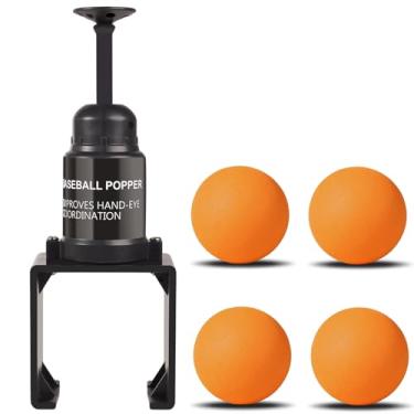 Imagem de Edinnoda Popper de treinamento de softbol | Popper de beisebol para bater sem um arremessador (funciona com bolas Wiffle de prática, 4 bolas de softball incluídas) (4 bolas laranjas)