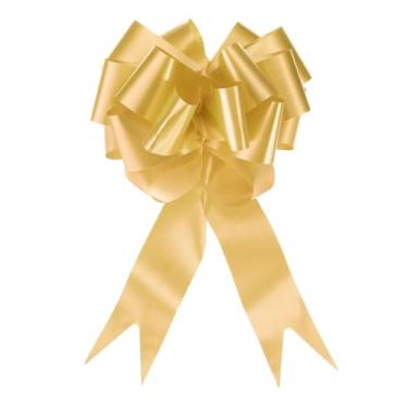 Imagem de 10 peças laço grande de 5 polegadas laço grande para embrulho de presente fita dourada para casamento cestas de carro presentes laço de Natal