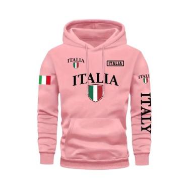 Imagem de Moletom Masculino Cinza Com Estampa Da Bandeira Da Itália E Letra ITAL