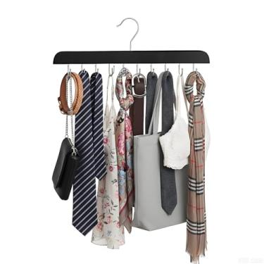 Imagem de Cabide de sutiã para organizador de armário, cabides de regata de madeira com 20 ganchos dobráveis, design rotativo de 360°, armazenamento com economia de espaço para regatas, sutiãs, cachecóis