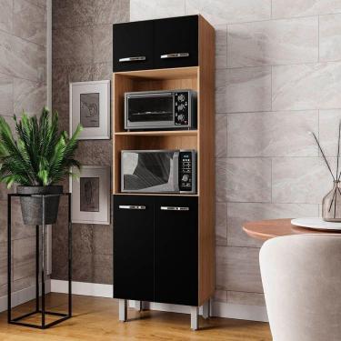 Imagem de Paneleiro íris 4 Portas Cozinha Mb1 200cm Cor Savana Preto Pc