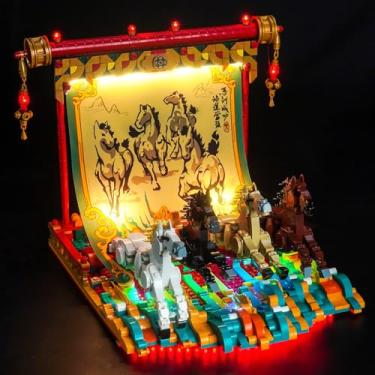 Imagem de BrickBling LED Light Kit Compatible with Lego Galloping Horses Canvas, Creative Lighting Compatible with Lego Spring Festival 80119 (Not Included The Model) (80119-Classic Version)